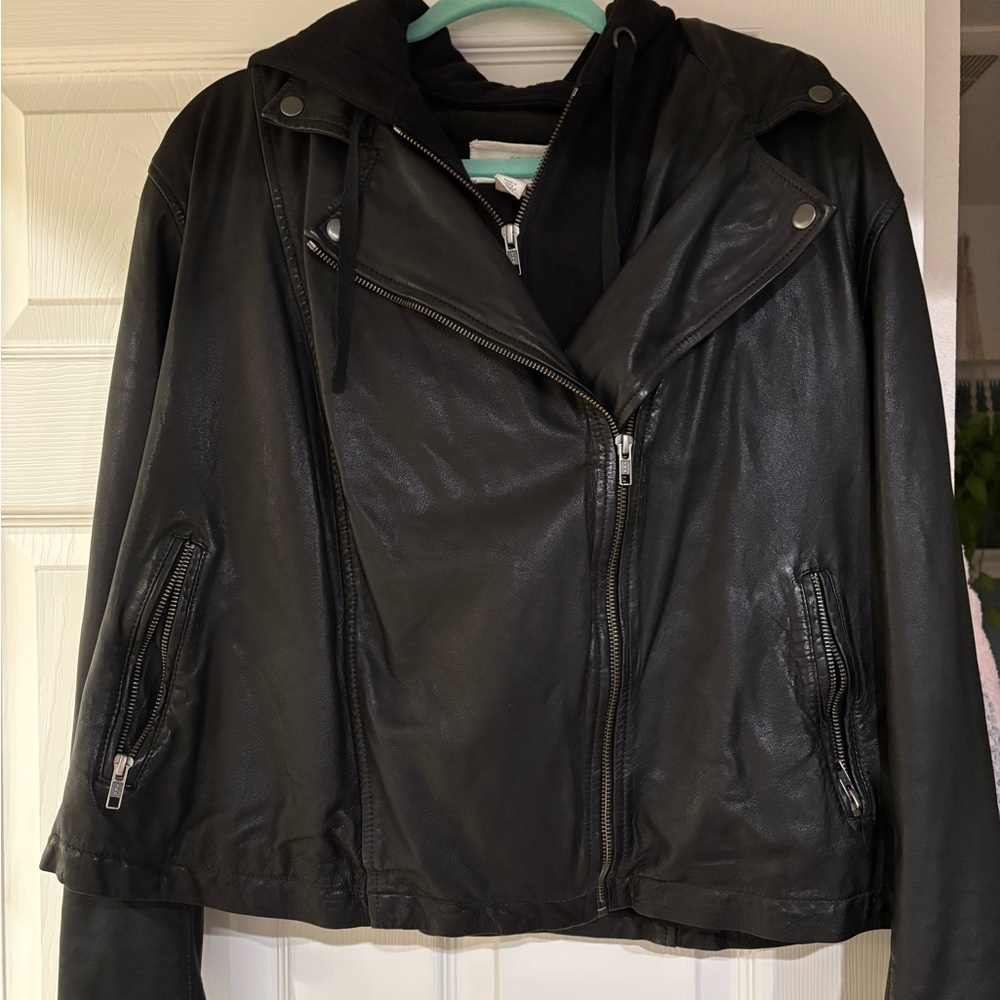 Caslon Genuine Leather Moto Style Jacket